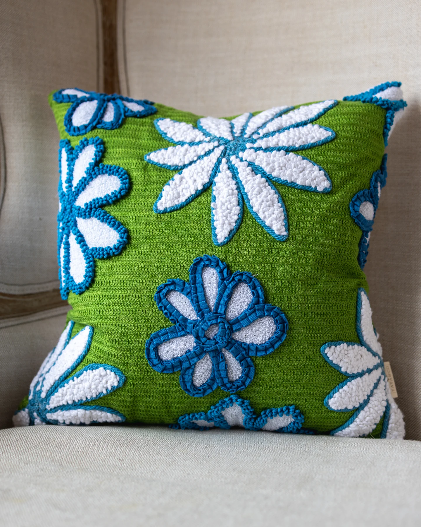 Ashley Organic Cotton Flower Throw Pillow