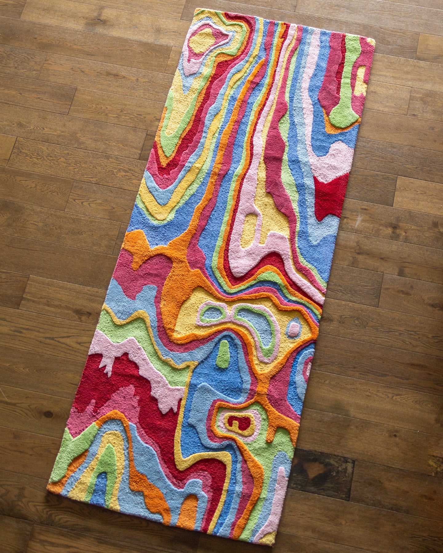Bellows Organic Cotton Handmade Colorful Tufted Abstract Runner Rug - Image 2