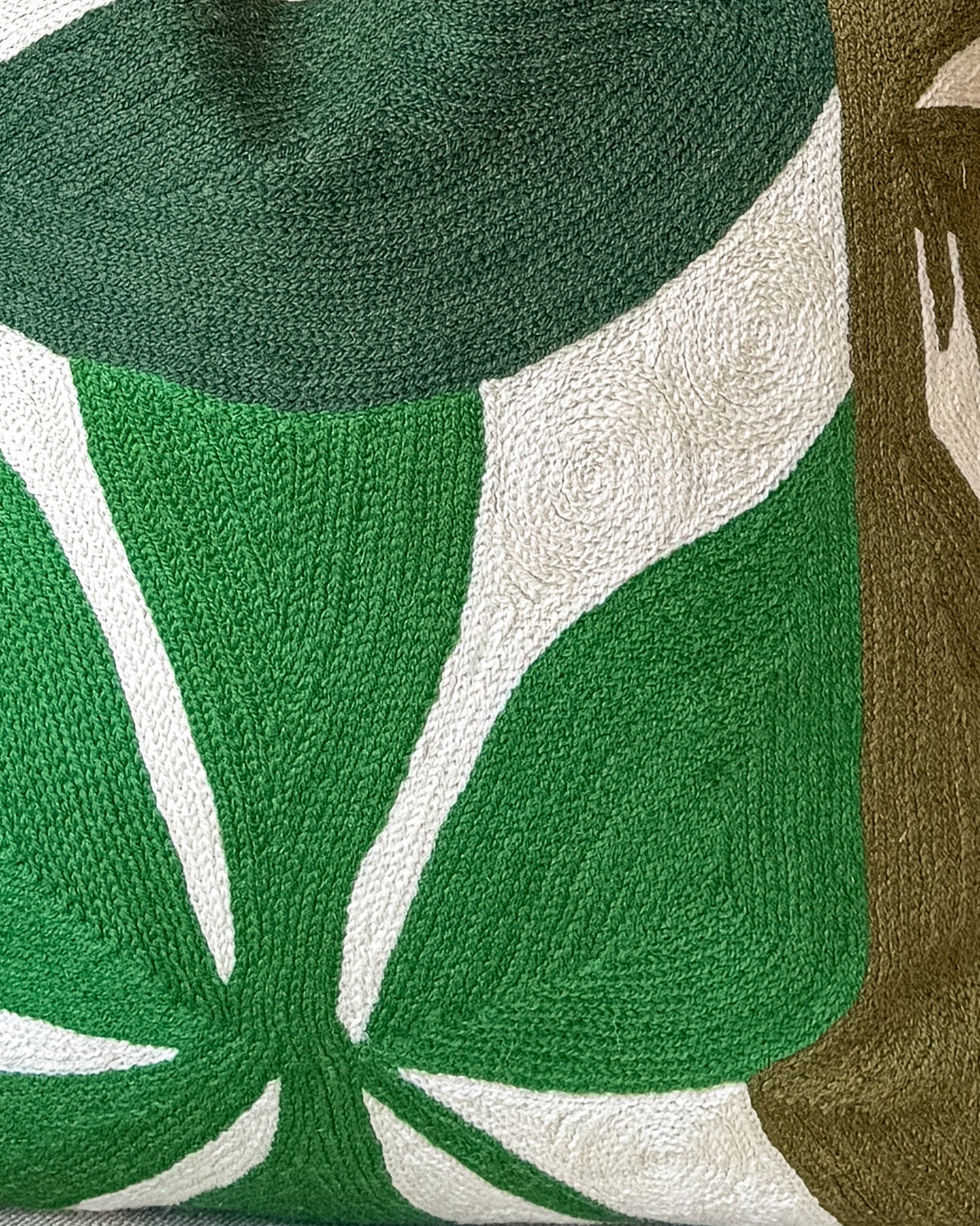 Berkley Embroidered Organic Cotton Botanical Throw Pillow - Image 2