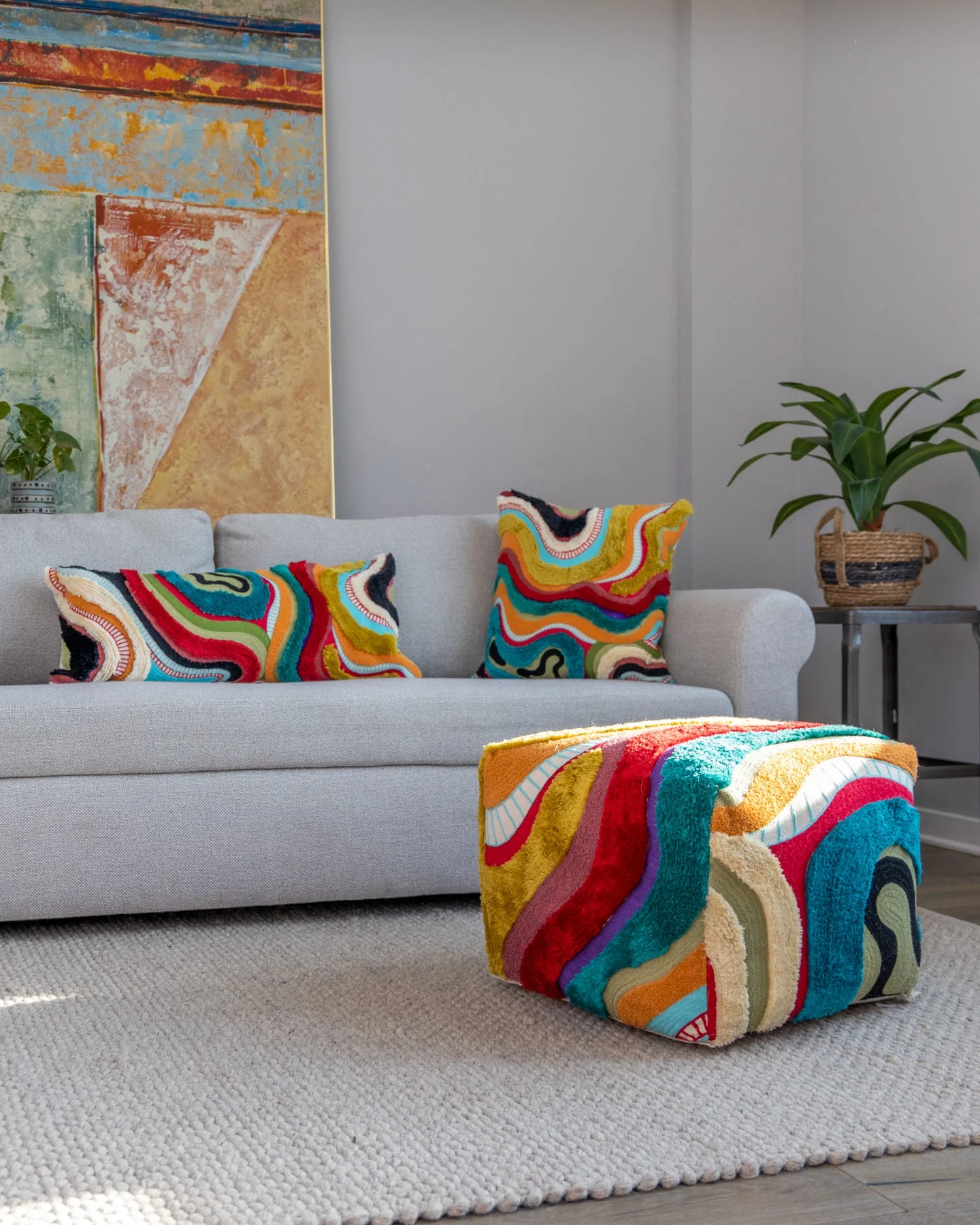 Echo Organic Cotton Abstract Lumbar Pillow - Image 6