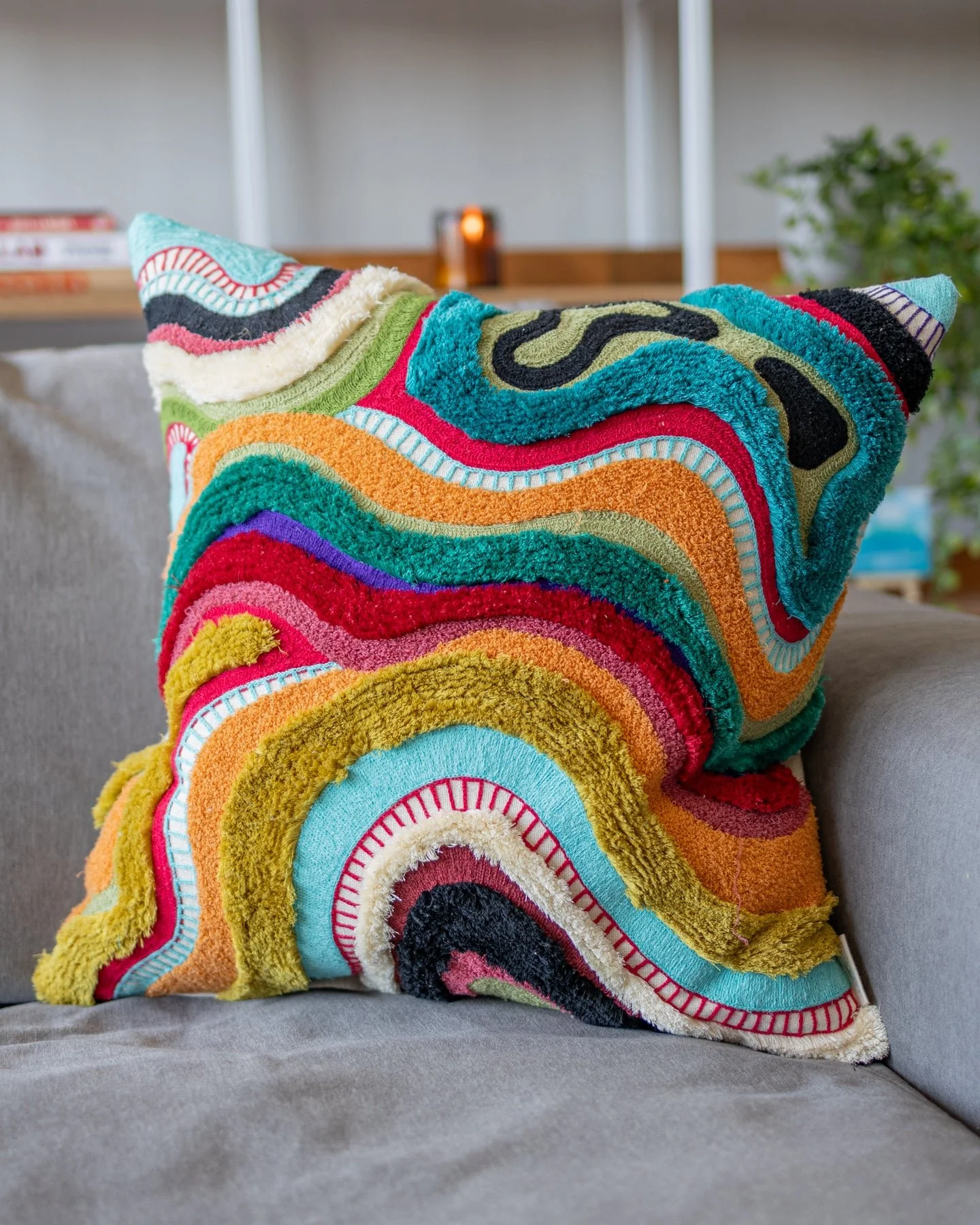 Echo Organic Cotton Abstract Throw Pillow - Image 5