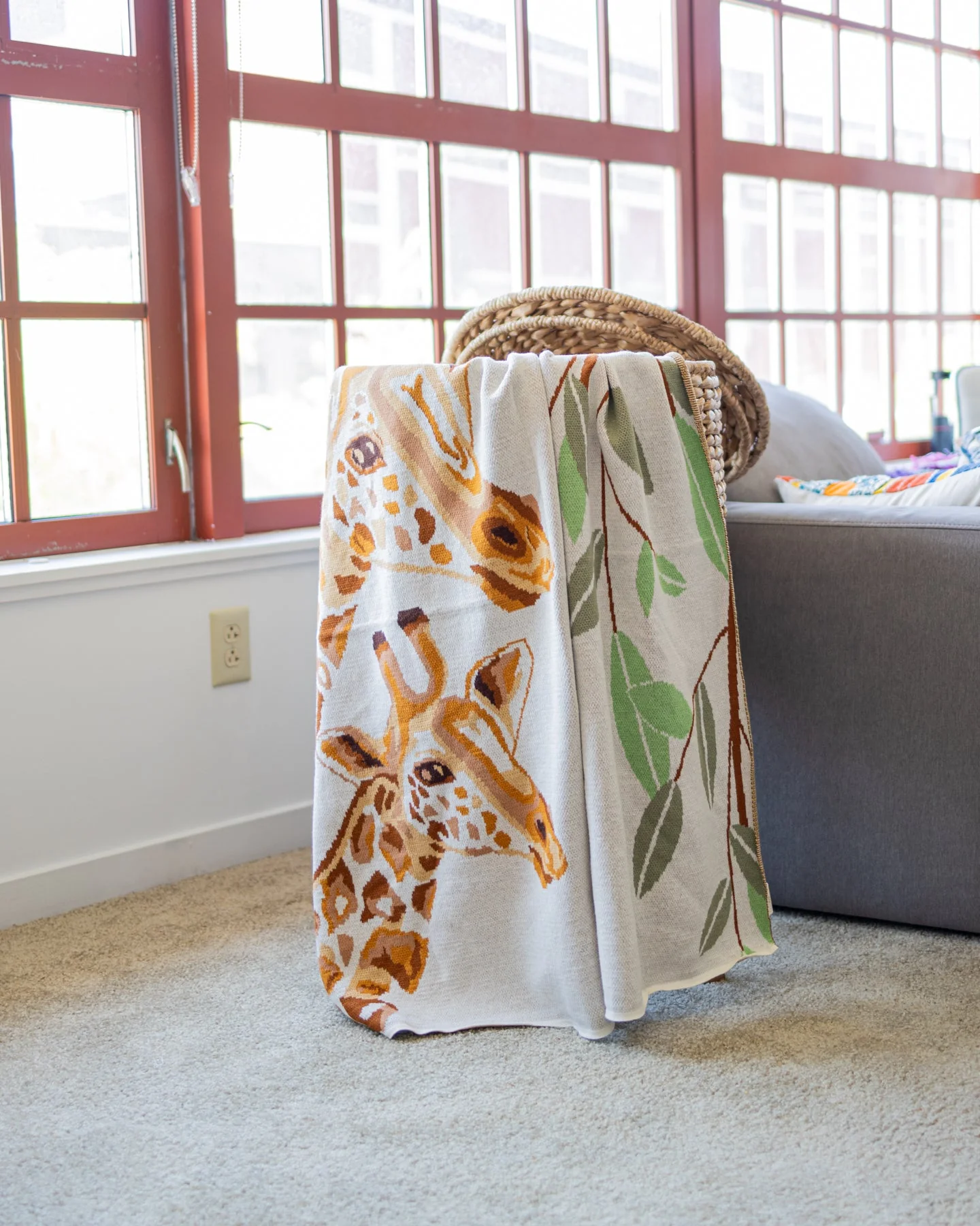 Gavin Organic Cotton Giraffe Baby and Kids Throw Blanket - Image 2