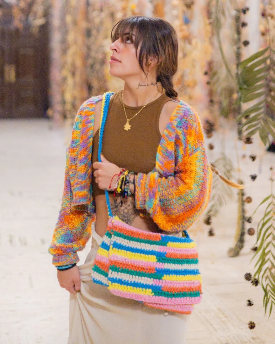 Jenny Abstract Crochet Shoulder Bag - Image 3