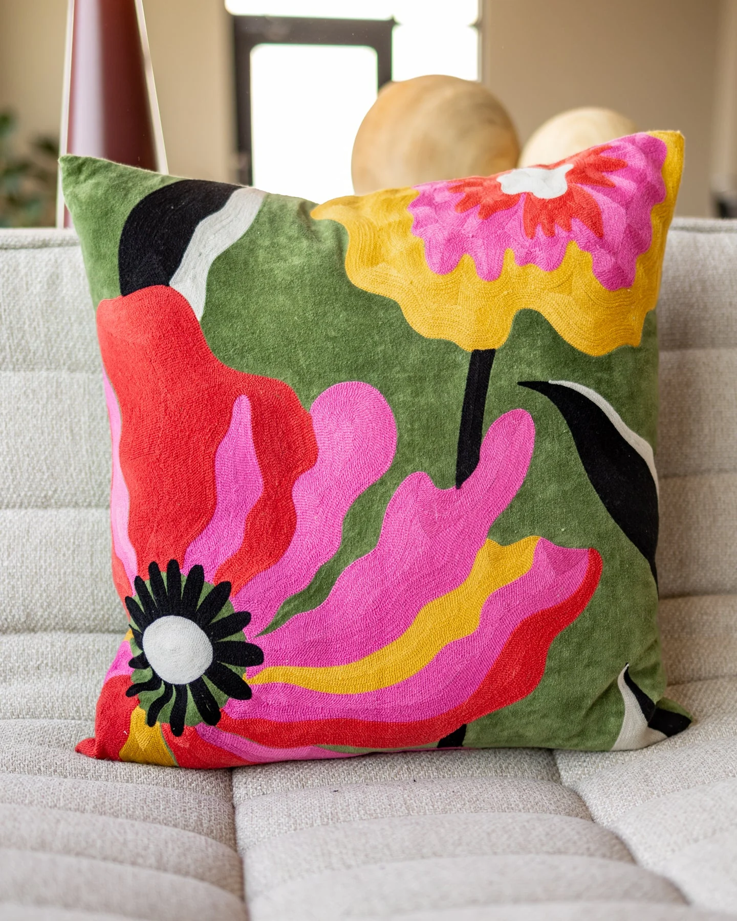 Lennon Organic Cotton Velvet Throw Pillow - Image 2