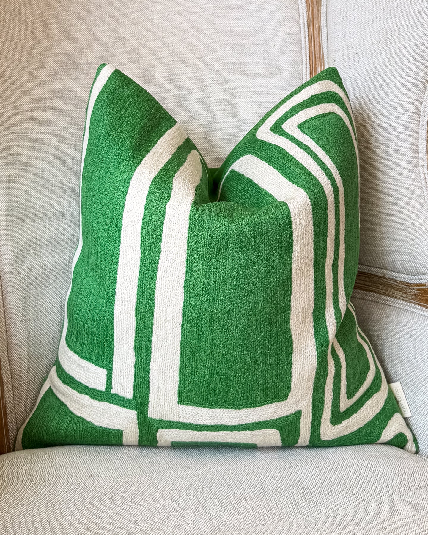Patrick Embroidered Organic Cotton Abstract Throw Pillow