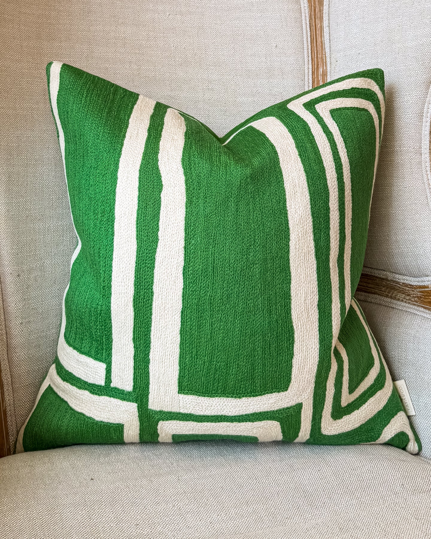 Patrick Embroidered Organic Cotton Abstract Throw Pillow - Image 4