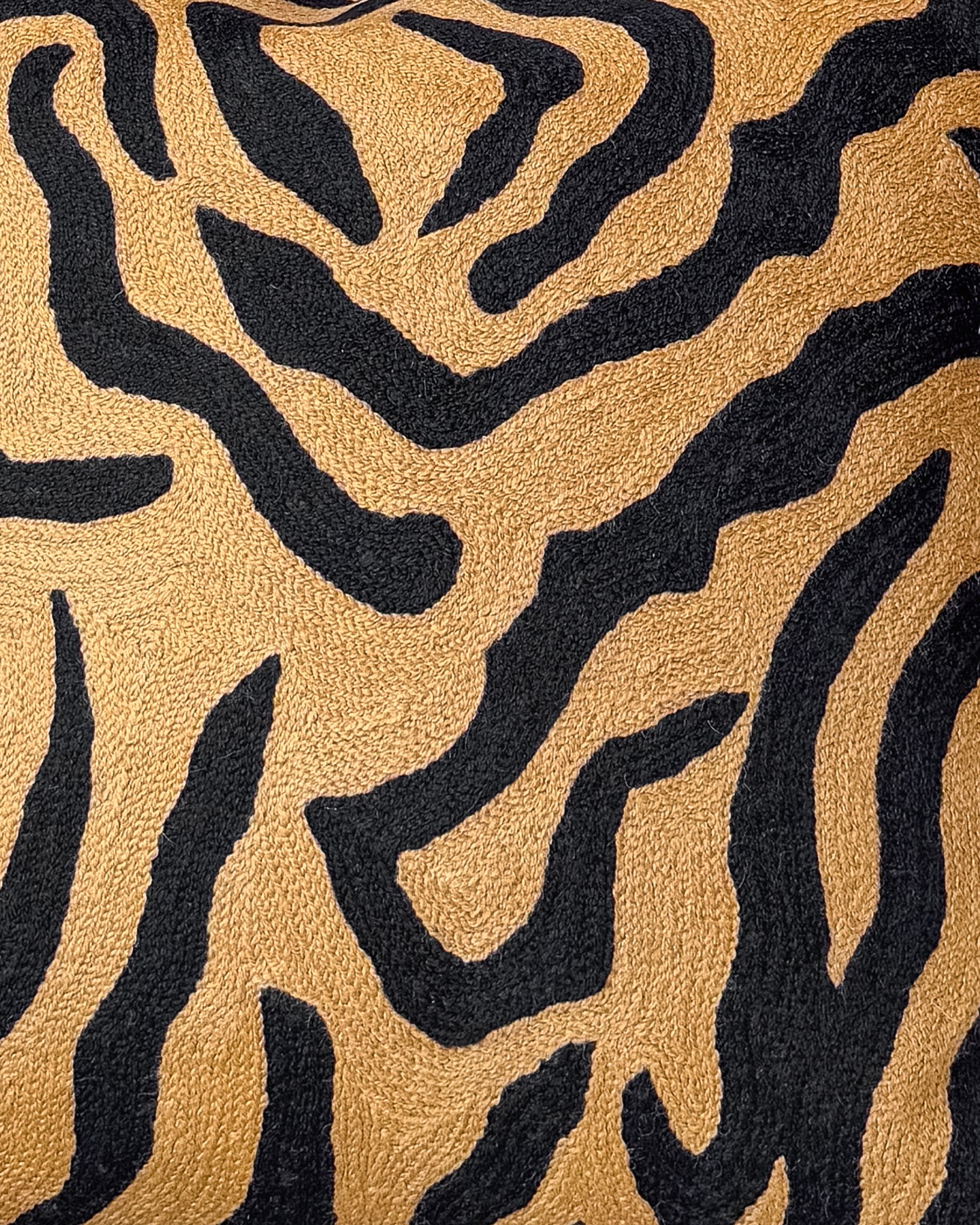 Rachel Embroidered Organic Cotton Tiger Stripe Throw Pillow - Image 2
